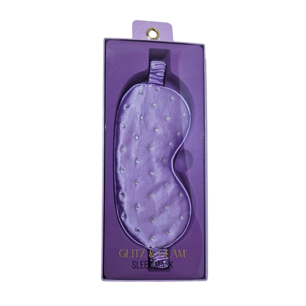 Glitz & Glam Blinged Rhinestone Sleep Eye Mask Purple